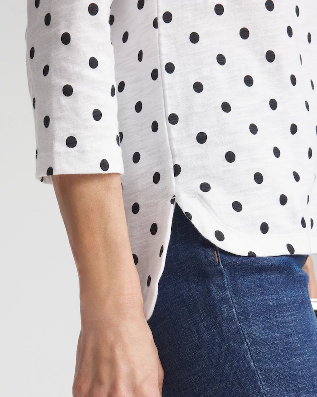 Polka-Dot Slub Scoop-Neck Tee - image 4